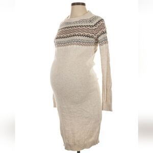 H&M Cream and Black Fairisle Patterned Long Sleeve Dress Maternity